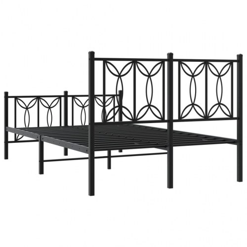 Sengeramme med sengegavl og fodgærde 120×190 cm - metal, sort