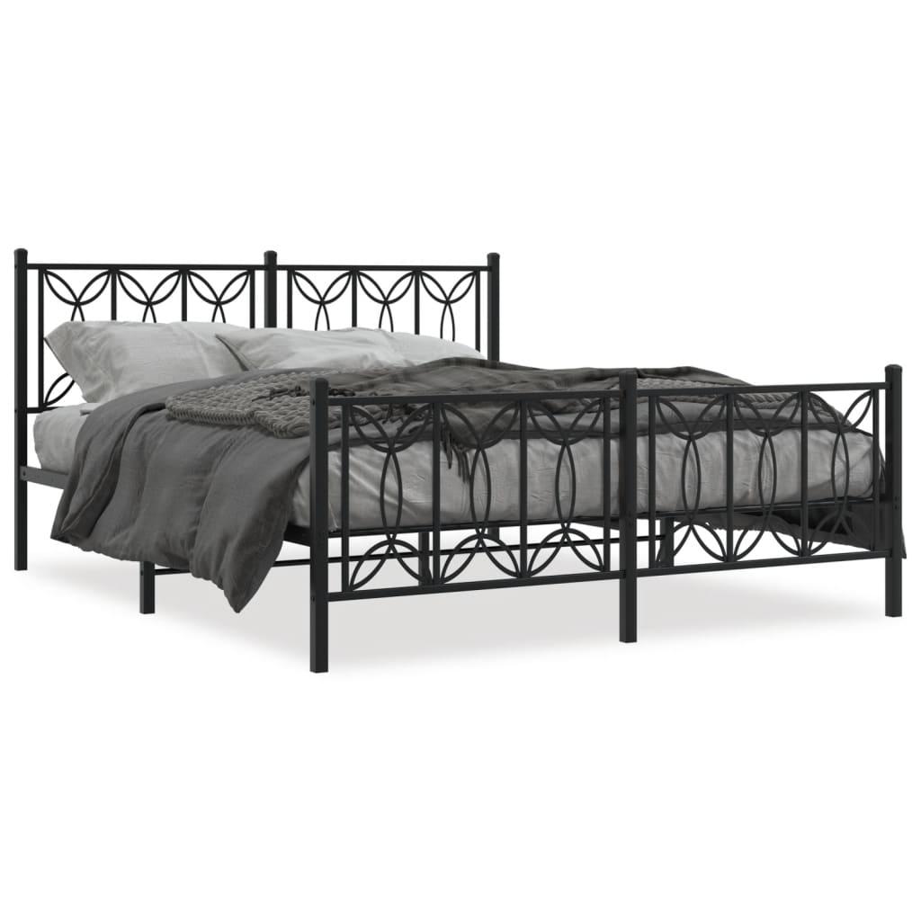 Sengeramme Med Sengegavl Metal - Sort / med hovedgærde og fodgærde / 150 x 200 cm