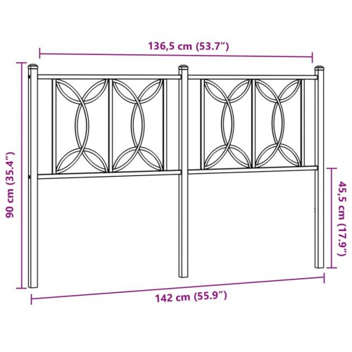 Sengegavl 135 cm metal sort