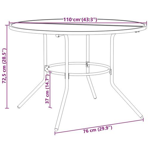 Terrassebord Ø110x72,5 cm pulverlakeret stål antracitgrå