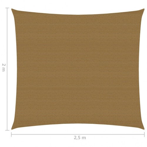 Solsejl 2 × 2,5 m - gråbrun HDPE 160 g/m², rektangulært