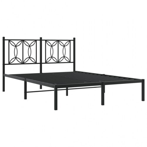 Metalsengeramme med sengegavl - sort, 140 x 190 cm