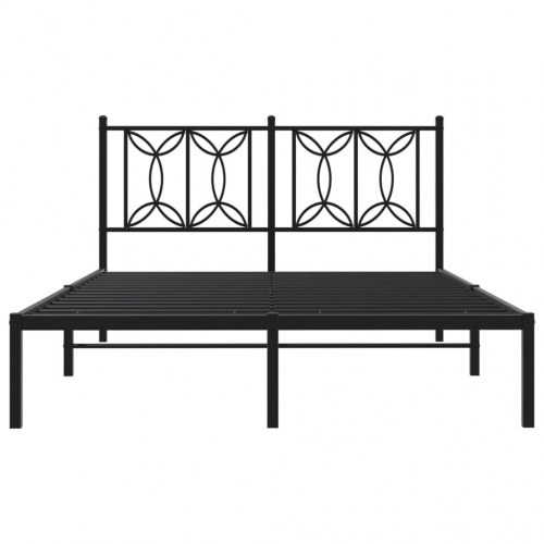 Metalsengeramme med sengegavl - sort, 140 x 190 cm