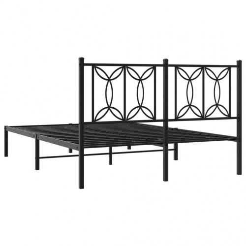 Metalsengeramme med sengegavl - sort, 140 x 190 cm