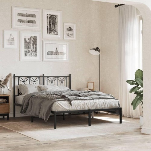 Sengegavl 140 cm metal sort