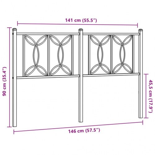Sengegavl 140 cm metal sort