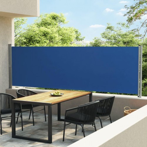 Sidemarkise til terrasse 140 × 600 cm - sammenrullelig, blå