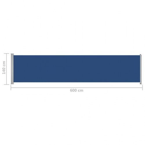 Sidemarkise til terrasse 140 × 600 cm - sammenrullelig, blå