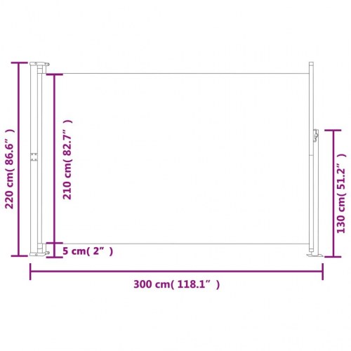 Sidemarkise til terrasse 220×300 cm - sammenrullelig, rød
