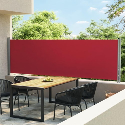 Sidemarkise til terrasse 140 × 600 cm - sammenrullelig, rød
