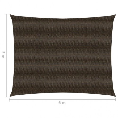 Solsejl 5 × 6 m - HDPE 160 g/m², brun rektangulær