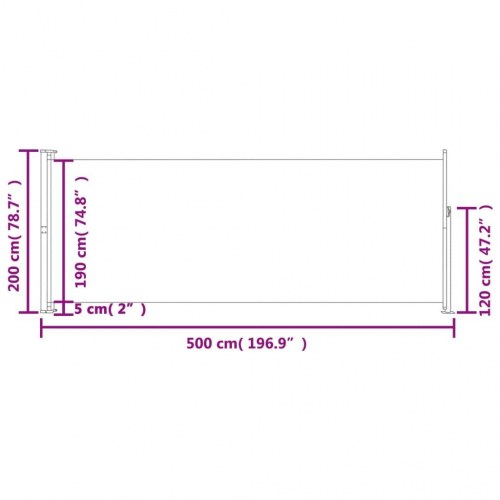 Sidemarkise til terrasse 220×500 cm - sammenrullelig, brun