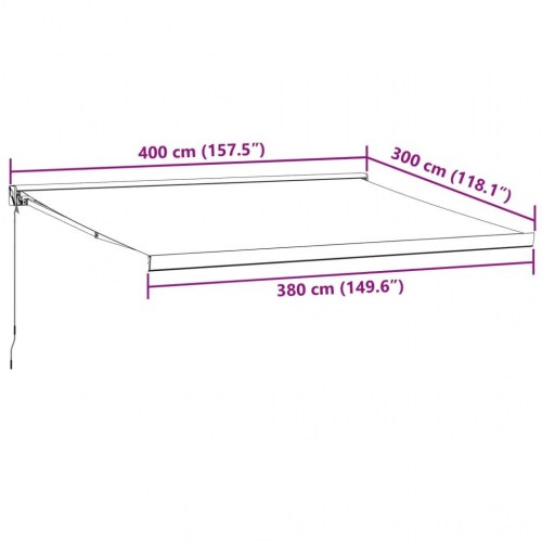 Markise 400 × 300 cm - automatisk betjening, brun