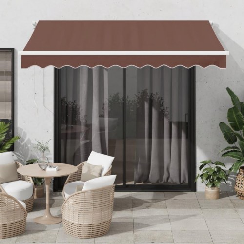 Markise med LED-lys 300 x 250 cm manuel - brun