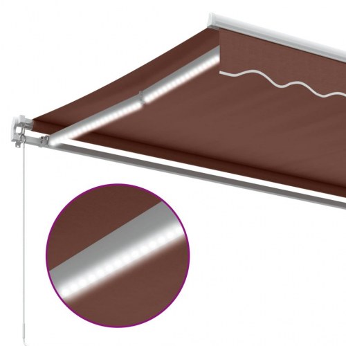 Markise med LED-lys 300 x 250 cm manuel - brun