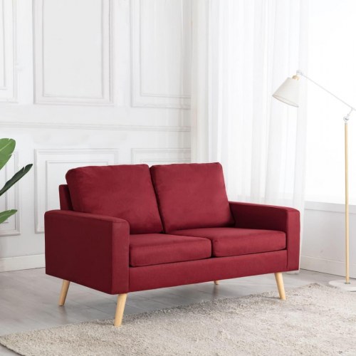 2-personers sofa i stof - vinrød