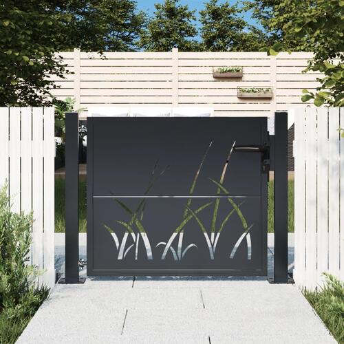 Havelåge 105x105 cm stål græsdesign antracitgrå