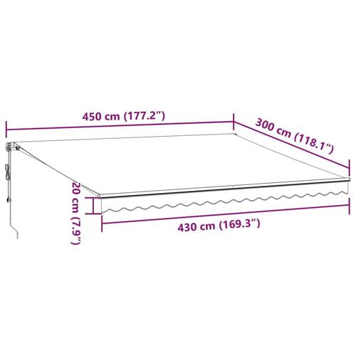 Markise 450x300 cm automatisk betjening antracitgrå og hvid