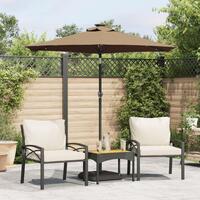 Parasol med LED-lys og stålstang 225x225x212 cm gråbrun