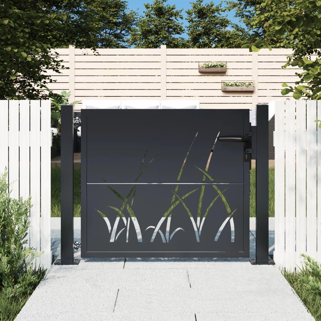Havelåge 105x80 cm stål græsdesign antracitgrå