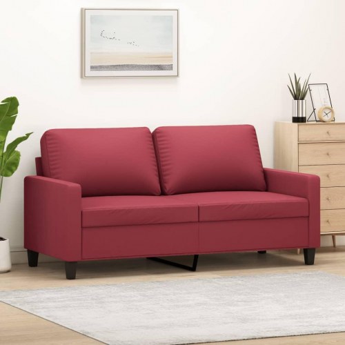 2-personers sofa i kunstlæder - vinrød, sædebredde 140 cm