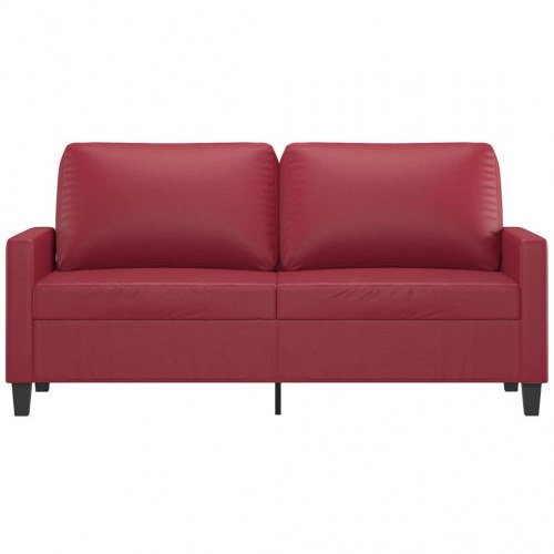 2-personers sofa i kunstlæder - vinrød, sædebredde 140 cm