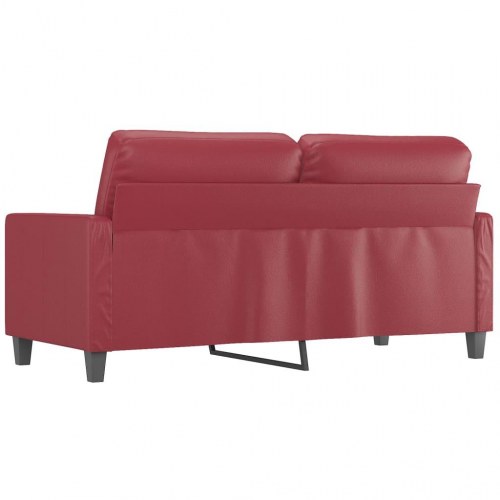 2-personers sofa i kunstlæder - vinrød, sædebredde 140 cm