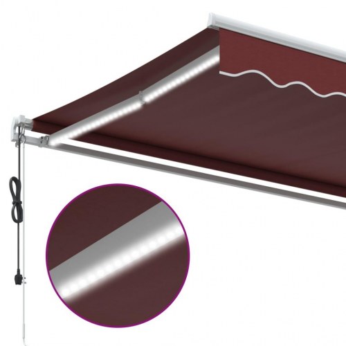 Markise med LED-lys 400 × 300 cm - automatisk betjening, bordeaux