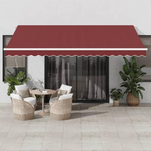 Markise med LED-lys 450 × 350 cm - automatisk betjening, bordeaux