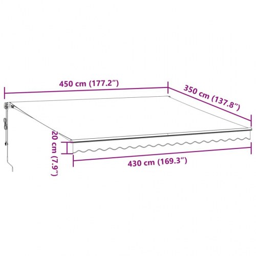 Markise med LED-lys 450 × 350 cm - automatisk betjening, bordeaux