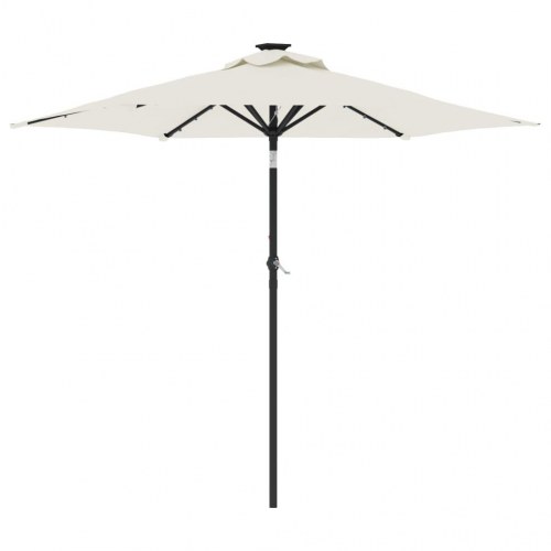 Parasol med LED-lys og stålstang 225x225x212 cm hvid
