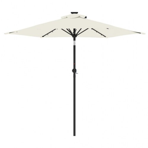 Parasol med LED-lys og stålstang 225x225x212 cm hvid