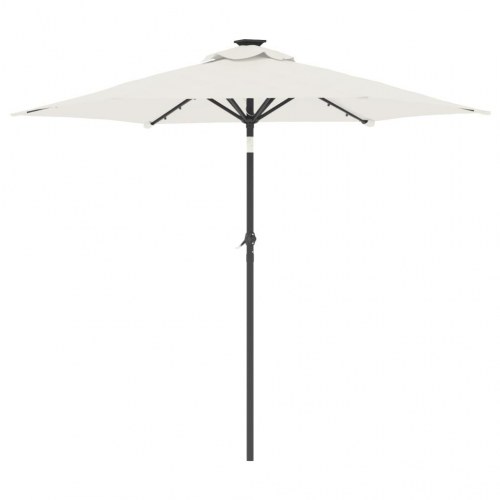 Parasol med LED-lys og stålstang 225x225x212 cm hvid