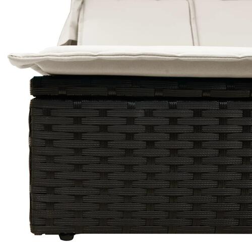 Solseng med baldakin og hynder polyrattan sort