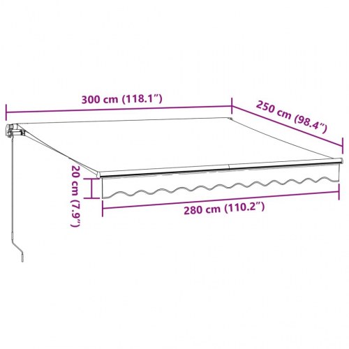 Elektrisk markise 3 x 2,5 m - bordeaux