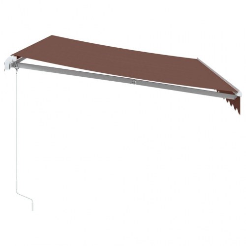 Manuel markise med LED-lys 350 x 250 cm - brun