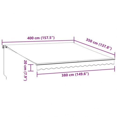 Markise med LED-lys 400 × 350 cm - automatisk betjening, bordeaux