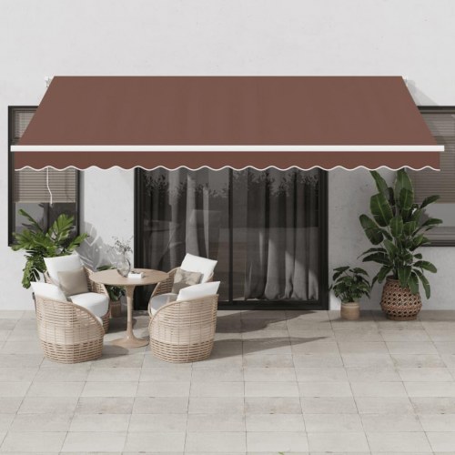 Markise med LED-lys 450 × 350 cm - automatisk betjening, brun