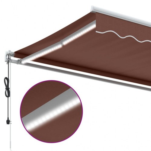 Markise med LED-lys 450 × 350 cm - automatisk betjening, brun
