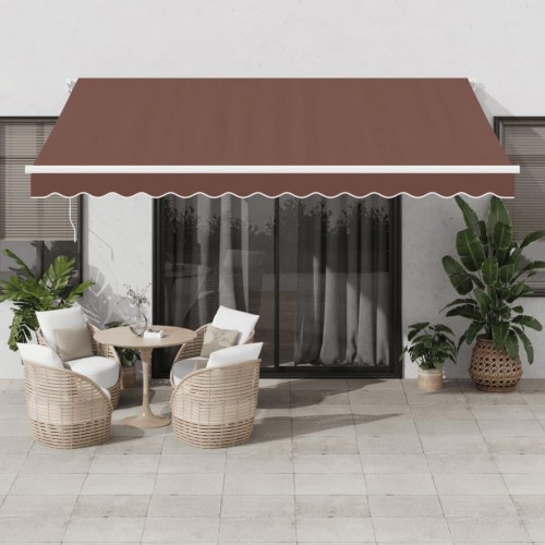 Markise med LED-lys 400×300 cm - automatisk betjening, brun