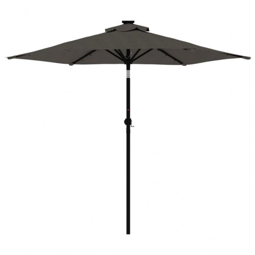 Parasol med LED-lys og stålstang 225x225x212 cm antracitgrå