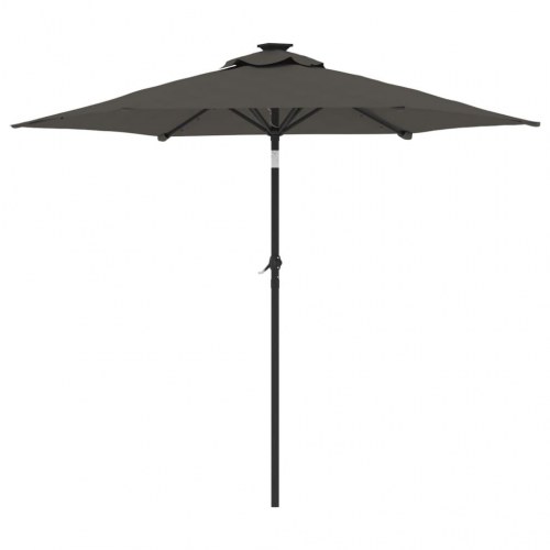 Parasol med LED-lys og stålstang 225x225x212 cm antracitgrå