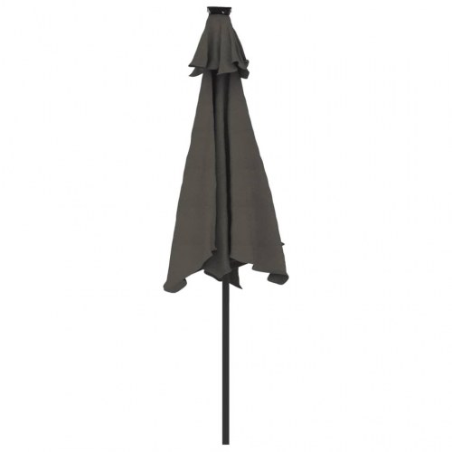 Parasol med LED-lys og stålstang 225x225x212 cm antracitgrå