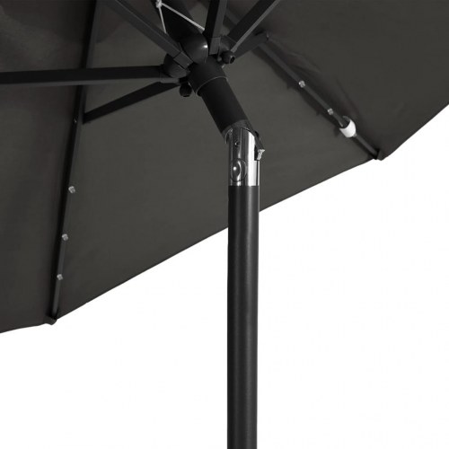 Parasol med LED-lys og stålstang 225x225x212 cm antracitgrå