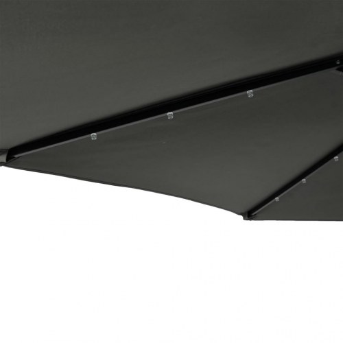 Parasol med LED-lys og stålstang 225x225x212 cm antracitgrå