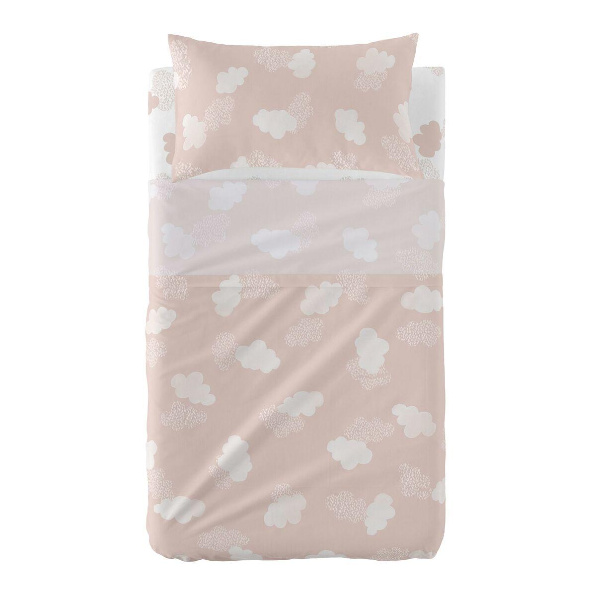 Sengetøj Sæt Happyfriday Basic Kids Clouds Pink Vugge Til Baby Dele