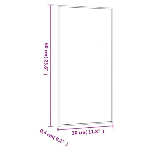 Vægspejl 30 × 60 cm - rektangulært glas, 4 mm