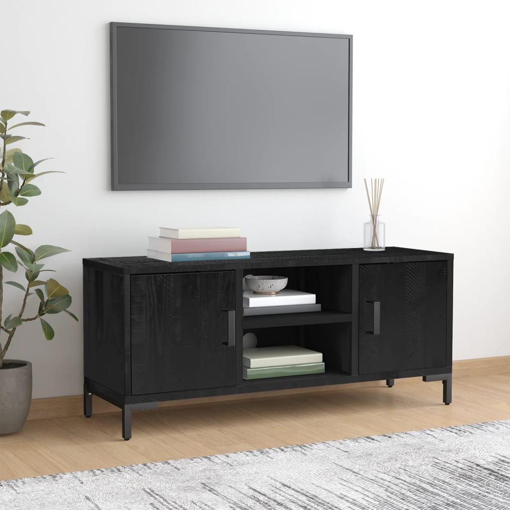 Tv-bord 110x35x48 cm massivt fyrretræ sort billede