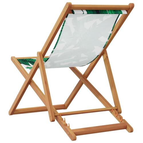 Strandstole 2 stk. foldbar stof og massivt træ bladmønster