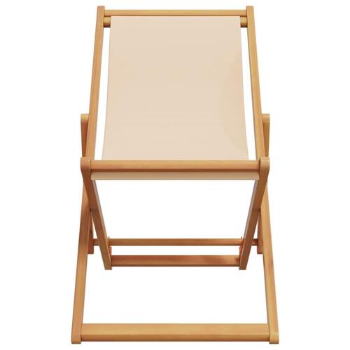 Strandstole 2 stk. foldbar stof og massivt træ beige